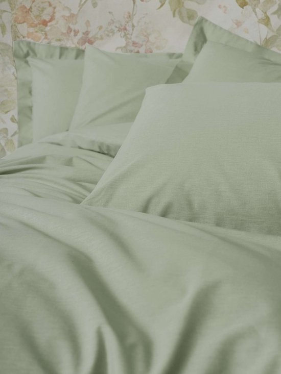 L'Essentiel Maison Ranforce Eenpersoons XXL Dekbedovertrekset – 200x200 cm – 100% Katoen –Saliegroen