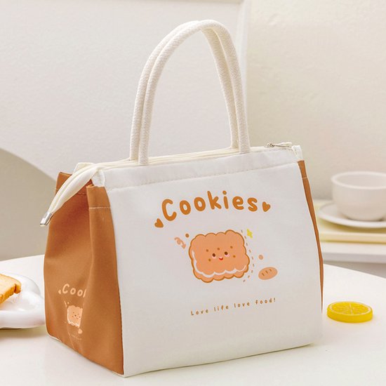 Leuke draagtas - Geïsoleerde lunchtas - Geïsoleerde tas - Perfect voor strand en kamperen - Compact en elegant - Preppy stijl - Heerlijk gebakspatroon van Merkloos