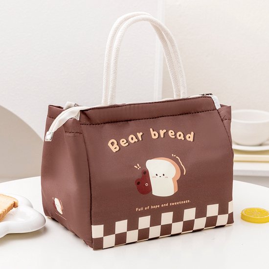 Leuke draagtas - Geïsoleerde lunchtas - Geïsoleerde tas - Perfect voor strand en kamperen - Compact en elegant - Preppy stijl - Met berenprint van Baagl