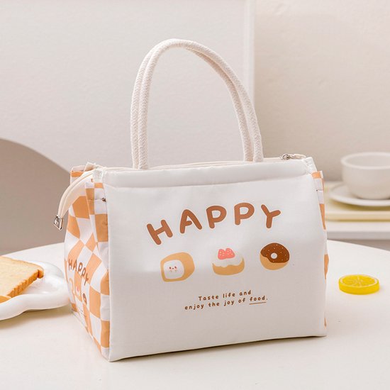 Leuke draagtas - Geïsoleerde lunchtas - Geïsoleerde tas - Perfect voor strand en kamperen - Compact en elegant - Preppy stijl - Patroon met sandwichkoekjes van ZOMAKE