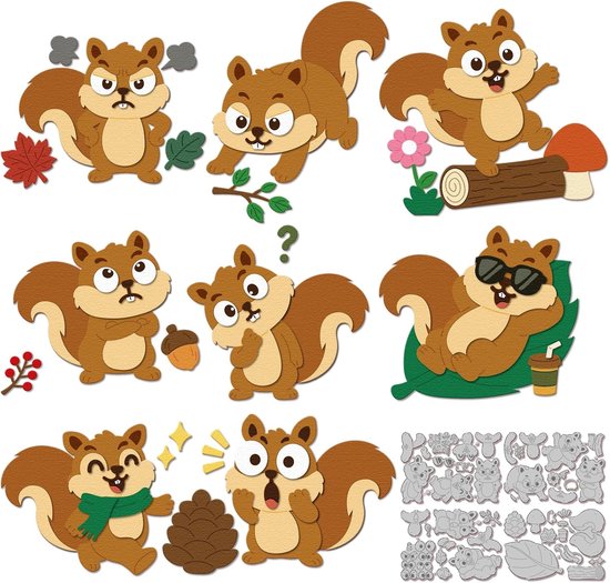 Leuke Eekhoorn Snijmallen voor Kaarten Maken Herfst Eekhoorn Metalen Die Cuts Herfst Grappige Dieren Die Cut Dies voor DIY Kaarten Scrapbooking Fotoalbum Ambachten Decor