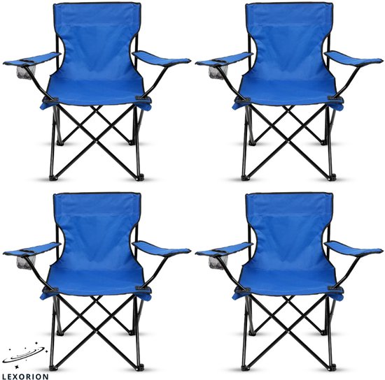 Lexorion Campingstoel - Kampeerstoel - Campingstoelen Set van 4 - Opvouwbaar Campingstoel - Strandstoel - Draagvermogen 120 kg - Klapstoel - Vouwstoel - Camping - Kamperen - Visstoel - Klapstoelen - Festival Stoel - Blauw