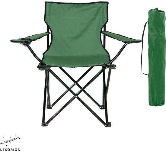 Lexorion Campingstoel - Kampeerstoel - Opvouwbaar Campingstoel - Strandstoel - Draagvermogen 120 kg - Klapstoel - Vouwstoel - Camping - Kamperen - Visstoel - Klapstoelen - Festival Stoel - Groen van Lexor