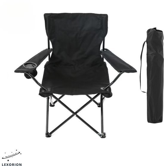 Lexorion Campingstoel - Kampeerstoel - Opvouwbaar Campingstoel - Strandstoel - Draagvermogen 120 kg - Klapstoel - Vouwstoel - Camping - Kamperen - Visstoel - Klapstoelen - Festival Stoel - Zwart van Merkloos