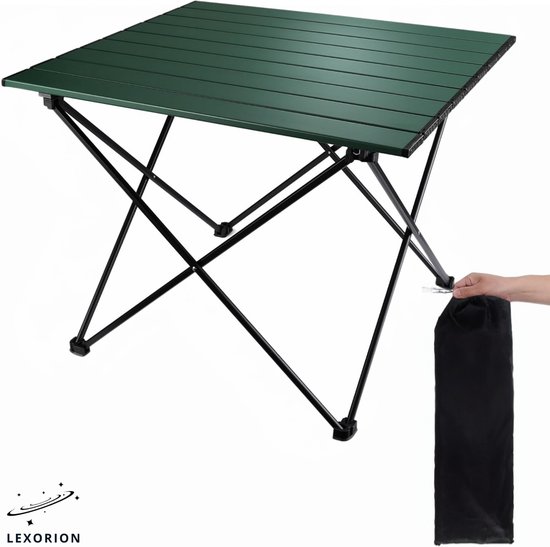 Lexorion Natuur Campingtafel – Opvouwbare Campingtafel Medium – 61x50 cm Aluminium Tafel – Stevig & Waterdicht – Draagkracht 30KG – Inklapbaar & Compact – Voor Kamperen, BBQ, Balkon, Picknick van Lexor