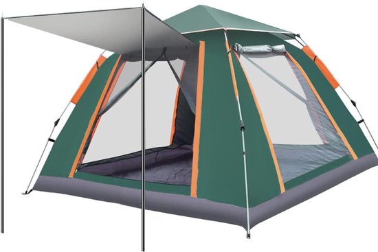 Lexorion Pop-up Tent 2-4 Personen – Waterafstotend Automatische Kampeertent en Pop-up Tent – Snel Opzetbaar in 1 Minuut – Festival, Strand & Outdoor – 210D Oxford – Inclusief Draagtas & Muggengaas - Groen van Lexor