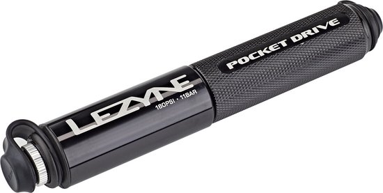 Lezyne Pocket Drive Loaded - Handpomp - Fietspomp - Tot 11 bar - ABS Flex Hose - Presta, Dunlop en Schrader ventielen - Aluminium - Zwart van Lezyne