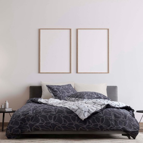 L&G - %100 Katoen Dekbedovertrekset - Eenpersoons - 1 x 140x200 cm dekbedovertrek + 1 x kussensloop 60x70 cm - Beddengoedset - Bedovertrek - Lexi Grey van Merkloos