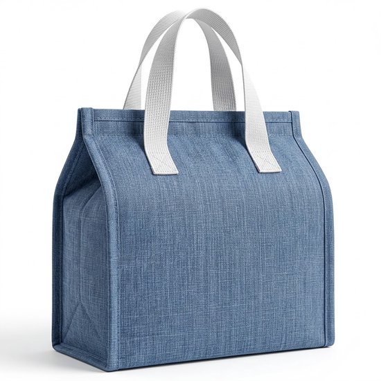 Lichtblauwe koeltas dames en heren draagbare lunch tas geïsoleerde handtas met dubbele handgreep effen lunchbox tas geschikt voor werk school picknick woon werkverkeer en dagelijks gebruik rechthoekige tote bag stijl