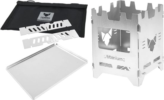 Lichte en Opvouwbare Outdoor Kooktoestel van Titanium met Accessoires - Ideaal voor Kamperen, Trekking en Bushcraft van Merkloos