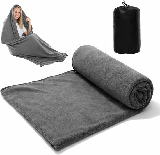 Lichte en warme fleece slaapzak van 180 x 80 cm, ideaal voor kamperen, reizen en thuisgebruik, met opbergzak en wasbaar ontwerp