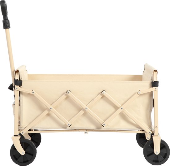 Lichte Opvouwbare Zware Strandwagen - Met Wielen - Grote Capaciteit - Voor Winkelen, Kamperen en Tuinieren - Beige van Merkloos