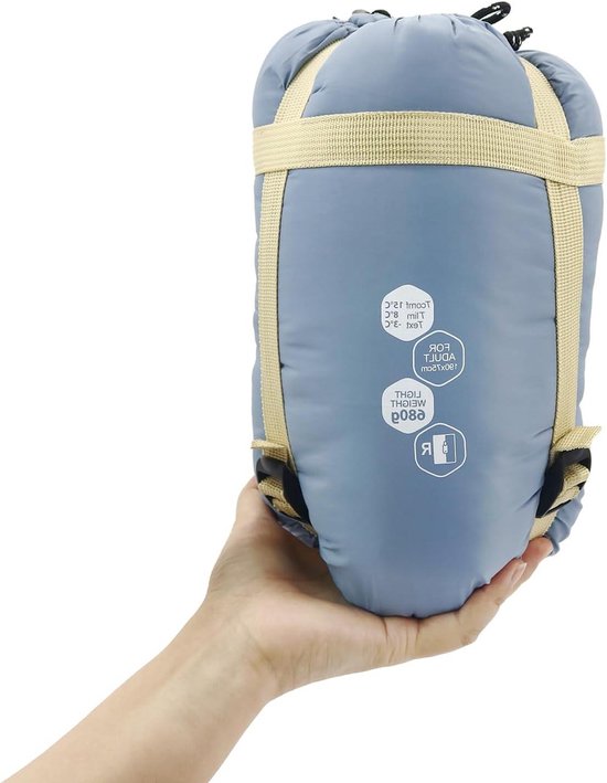 Lichte Slaapzak - Compacte Slaapzak - Kamperen en Wandelen - Waterdicht en Machinewasbaar - M/L Maten - Blauw