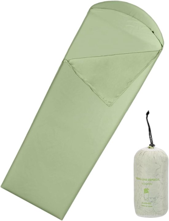 Lichte Slaapzak - Reisvoering - Kamperen en Reizen - Beschermt tegen vuil - 210 x 80 cm - Groen