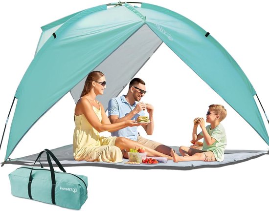 Lichte Strandtent met UV-bescherming UPF50+ en Windbescherming - Familie Strandtent voor in de Tuin met Upgrade van Glymnis