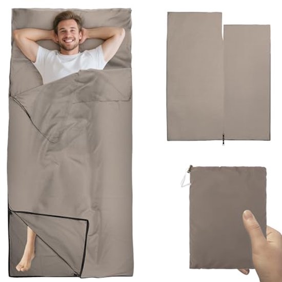 Lichte Zomer Slaapzak 220 x 90 cm Met Tweewegs Rits - Ideaal Voor Kamperen En Reizen