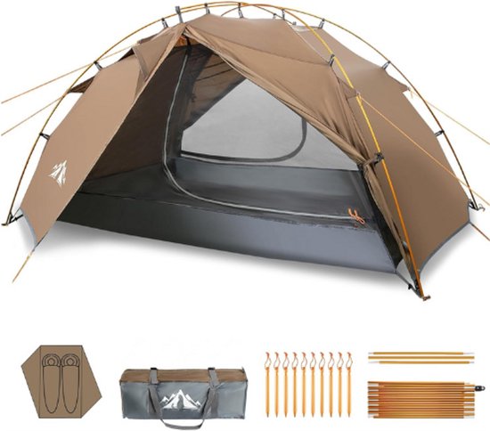 Lichtgewicht 2-Persoons Kampeertent – Waterdichte Dubbele Laag Rugzaktent – Eenvoudig Op Te Zetten Tent Voor Wandelen, Trektochten En Outdoor Kamperen van Merkloos