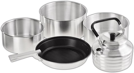Lichtgewicht Aluminium Camping Kookset voor Buitenkeuken - Pannen en Waterketel