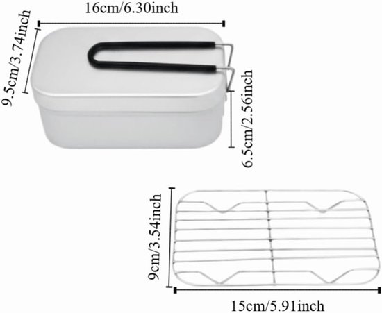 Lichtgewicht aluminium kookset Geschikt voor op de camping – Draagbare lunchbox Geschikt voor inklapbaar handvat, perfect Geschikt voor wandelen, backpacken en koken in de buitenlucht, zilverkleurig.