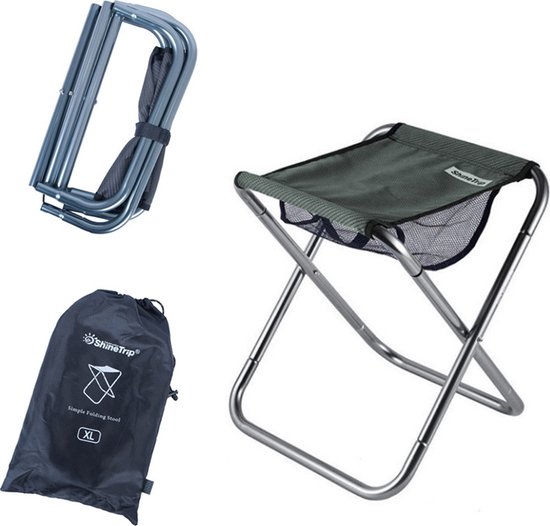 Lichtgewicht Aluminium Opvouwbare Campingkruk - Sterk en Draagkrachtig tot 150 kg - Ideaal voor Reizen, Kamperen, Wandelen, Vissen, Tuinieren en Strand - 33x25.5x40.5 cm - Zilvergrijs