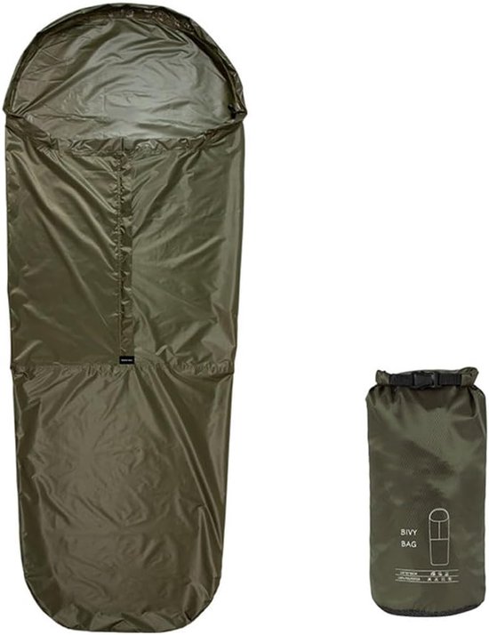 Lichtgewicht Bivy Sack - Nood Slaapzak - Kamperen Survival - Warmte Reflecterend - 220 x 85 cm - Groen van Merkloos