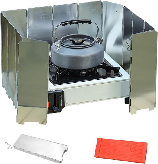 Lichtgewicht en Vouwbare Aluminium Windbescherming voor Campingkooktoestellen, Geschikt voor Buiten, Grillen en Ovens, 16 Lamellen van Merkloos