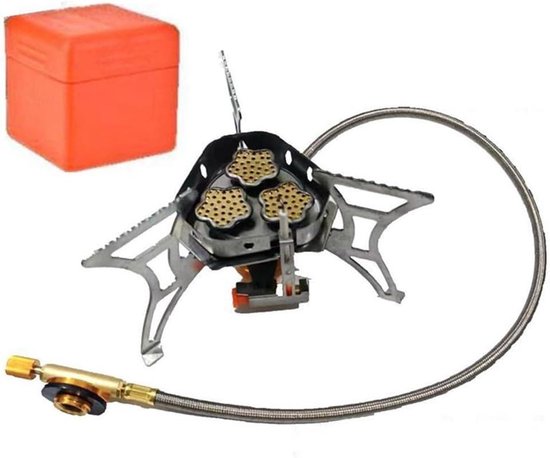 Lichtgewicht Gasfornuis - Draagbare Kookbrander - Outdoor Koken - 3 Branders 5800W - 9 x 9 x 10 cm - Zilver