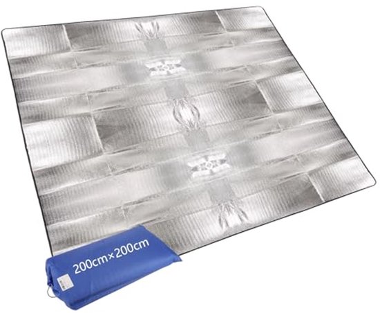 Lichtgewicht Isolatie Aluminium Slaapmat voor Kamperen - Opvouwbare Thermomat 200 x 200 cm - Ideaal voor Camping en Strandpicknick van Merkloos