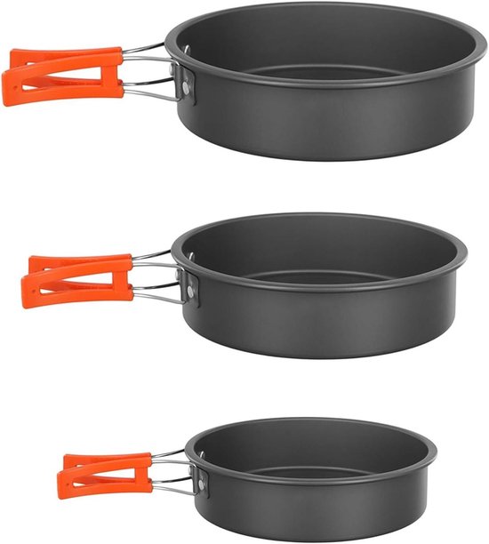 Lichtgewicht kookgerei set voor outdoor camping en picknick, non-stick koekenpan met opvouwbaar handvat- medium formaat