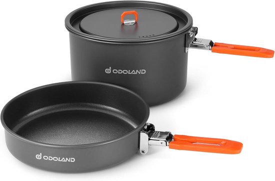 Lichtgewicht Kookset voor Kamperen met Anti-aanbaklaag, Inclusief Pannenset en Netzak voor Buiten koken, Picknicken en Backpacken, 4L