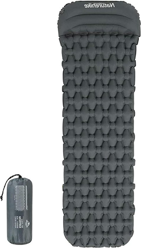 Lichtgewicht opblaasbare Isomat slaapmat 65 cm compact en vochtbestendig voor outdoor activiteiten - wandelen backpacken camping - legergroen van Merkloos
