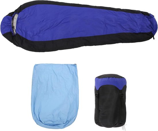 Lichtgewicht Slaapzak - Mummie Slaapzak - Kamperen en Reizen - Ultralicht en Compact - 208 x 80 cm - Blauw