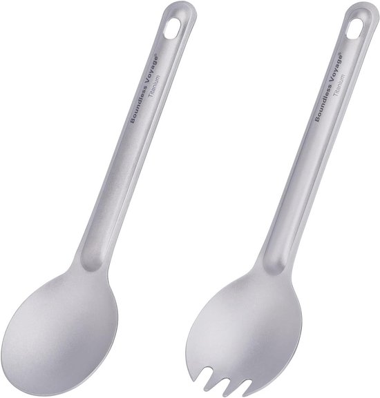 Lichtgewicht Titanium Bestekset - Herbruikbare Lepel en Spork voor Camping en Outdoor