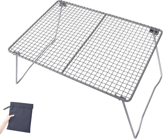 Lichtgewicht Titanium Camping Grillplaat met Opvouwbare Poot - Ideaal voor Picknicks en Buiten koken van Merkloos