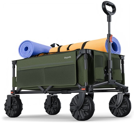 LifeGoods Bolderkar - Opvouwbaar - 100KG - 135L - Bolderwagen - Beschermhoes - Groen van LifeGoods