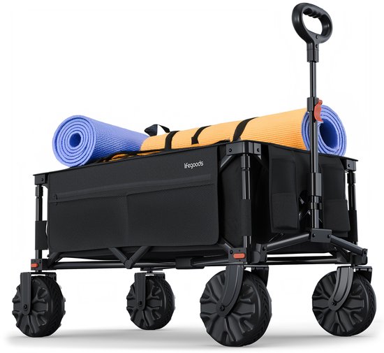 LifeGoods Bolderkar - Opvouwbaar - 100KG - 135L - Bolderwagen - Beschermhoes - Zwart van LifeGoods