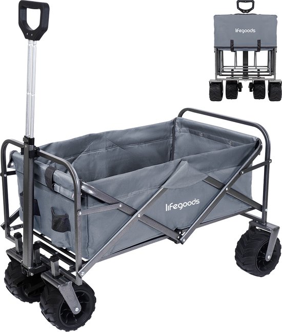LifeGoods Bolderkar - Opvouwbaar - 80KG Draagkracht - 94L - Wasbaar Polyester - Grijs van LifeGoods