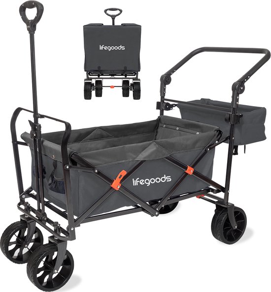 LifeGoods Bolderkar - Opvouwbaar - Tot 120KG - 90L - Wasbaar Polyester - 120x80cm - Grijs van LifeGoods