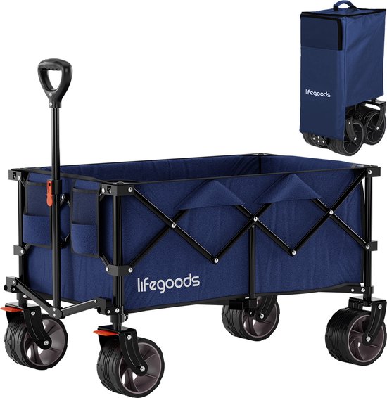 LifeGoods Bolderkar - XL - Opvouwbaar - 200L - 100KG Draagkracht - Blauw van LifeGoods
