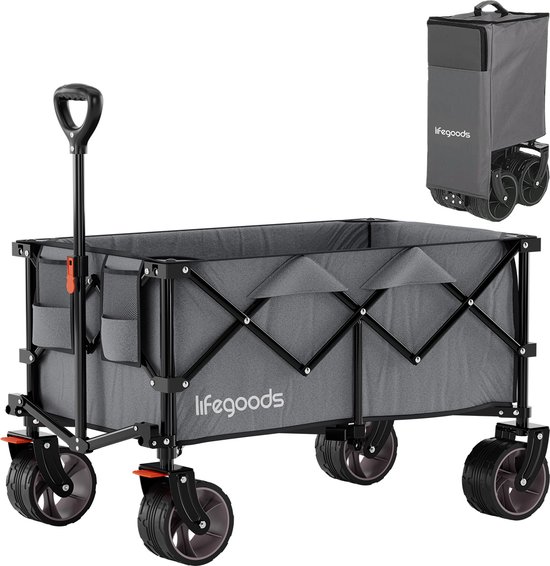 LifeGoods Bolderkar - XL - Opvouwbaar - 200L - 100KG Draagkracht - Grijs van LifeGoods