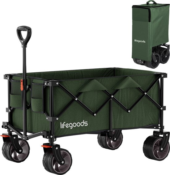 LifeGoods Bolderkar - XL - Opvouwbaar - 200L - 100KG Draagkracht - Groen van LifeGoods