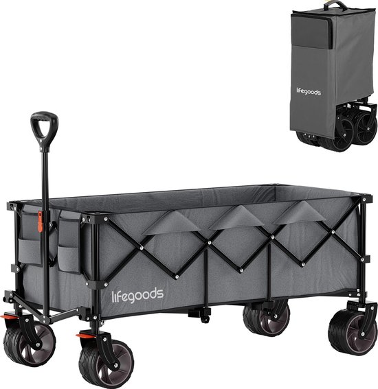 LifeGoods Bolderkar - XXL - Opvouwbaar - 300L - 150KG Draagkracht - Grijs van LifeGoods