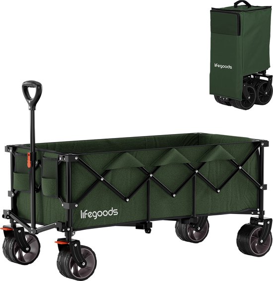 LifeGoods Bolderkar - XXL - Opvouwbaar - 300L - 150KG Draagkracht - Groen van LifeGoods