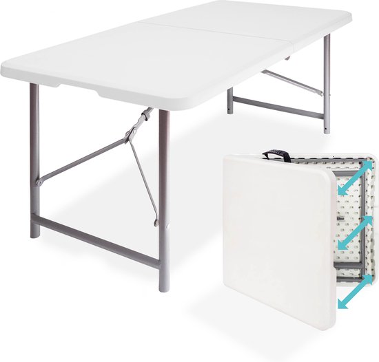 LifeGoods Inklapbare Tafel - 120x60 cm - Campingtafel - Stevige Klaptafel - Weerbestendig - Vouwtafel voor Buiten - Wit van LifeGoods