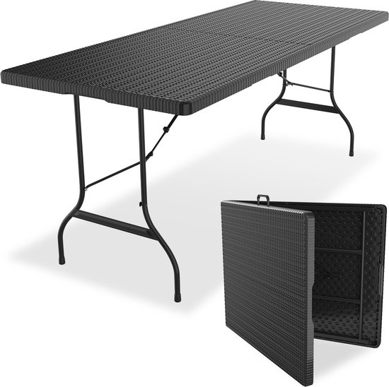 LifeGoods Inklapbare Tafel - 180x75 cm - Campingtafel - Stevige Klaptafel - 6 tot 8 Personen - Vouwtafel voor buiten - Zwart van LifeGoods