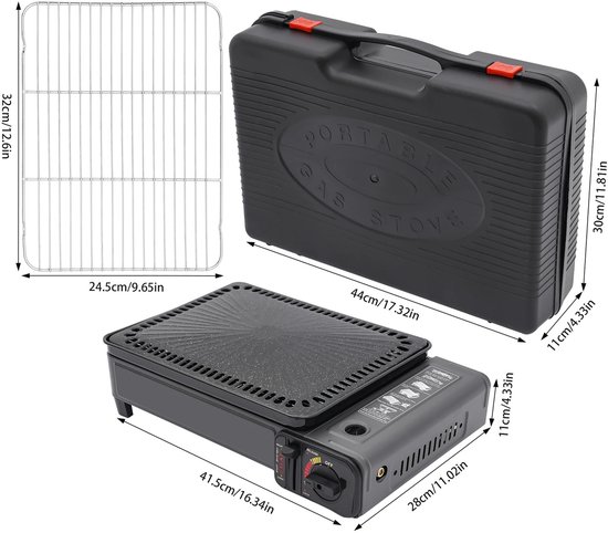 Lifero Gasgrill - Campinggrill - Compacte Tafel Barbecue - Camping Kooktoestel - Met Opbergkoffer - Incl. Grillrooster en Bakplaat van Merkloos