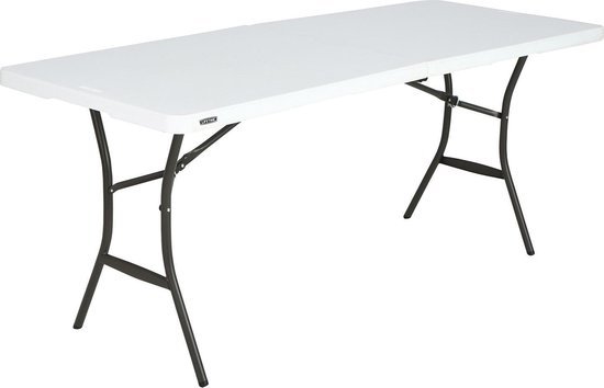 Lifetime inklapbare tafel Amy - stevige uitklapbare tafel - 182x70x74cm - wit van Merkloos