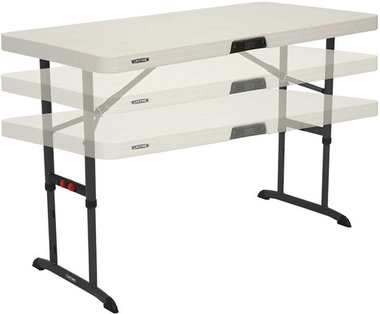 Lifetime® Kunststof Campingtafel in Hoogte Verstelbaar Opvouwbaar - 122x61x86 cm