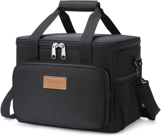 Lifewit Medium Lunch Bag Koeltas 9L - Geïsoleerde Lunchbox voor Werk, School & Reizen - Lekvrij, Opvouwbaar & Duurzaam - Geschikt voor 12 Blikjes - Zwart
