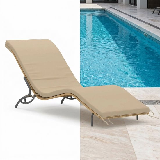 Ligbed - Tuin - Zonnebed - Ligstoel - Loungebed - Weerbestendig - Verstelbaar - Buiten - Opklapbaar - Beige